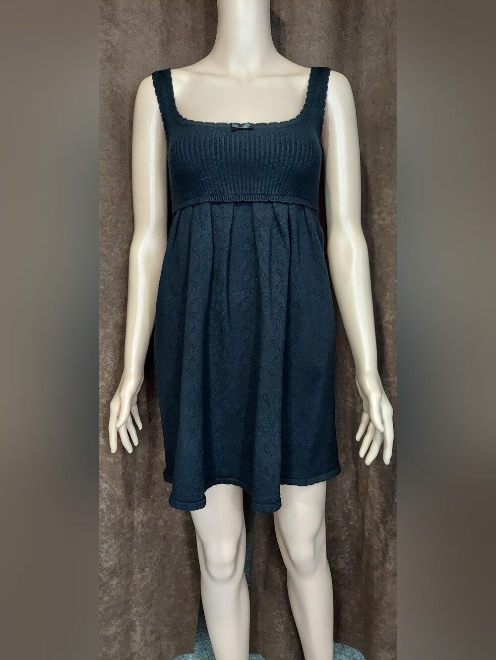 NWT! For Love & Lemons Black Knit Empire-Waist Mini Dress SIZE XS